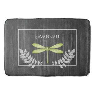 Alfombrilla De Baño Mat de baño personalizado ruso de la libélula verd