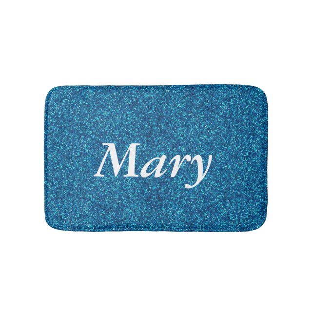 Alfombrilla De Baño Mat de baño Purpurina azul personalizado (Anverso)