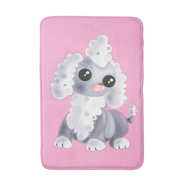 Alfombrilla De Baño Mat de baño rosa con perro Mascota lindo - Persona (Frente vertical)
