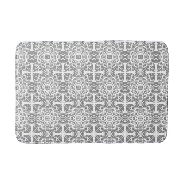Alfombrilla De Baño Mat de baño tribal gris y blanco (Anverso)