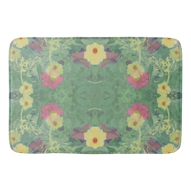 Alfombrilla De Baño Mat de baño verde floral (Anverso)
