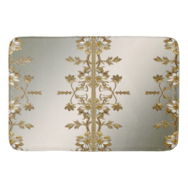 Alfombrilla De Baño Mat de Bath de Ornate de Oro Floral Blanco