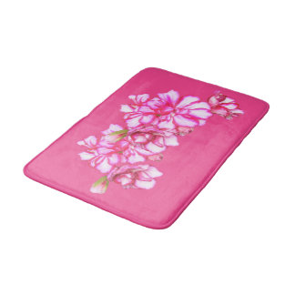 Alfombrilla De Baño Mat de Bath - Geranios rosados desnudos