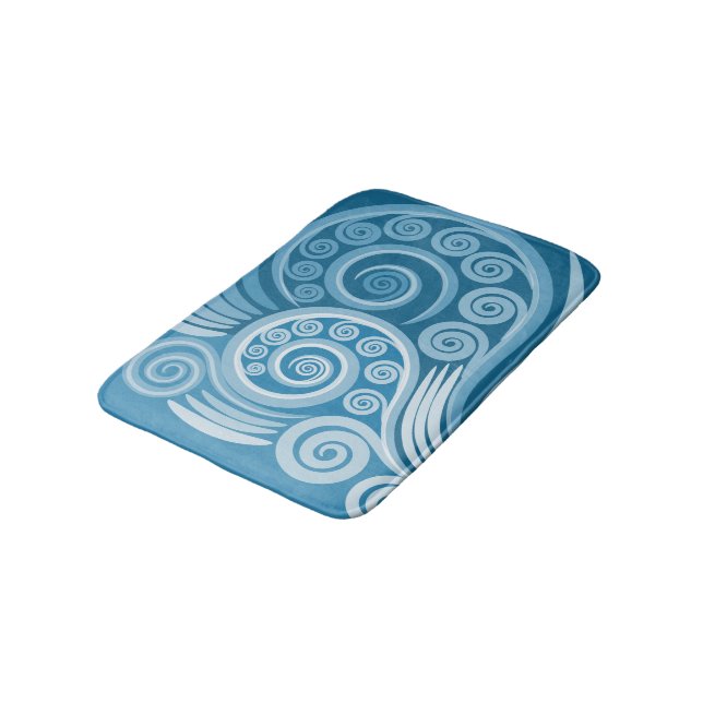 Alfombrilla De Baño Mat de Bath Mat con rizos azules de verano (Angular)
