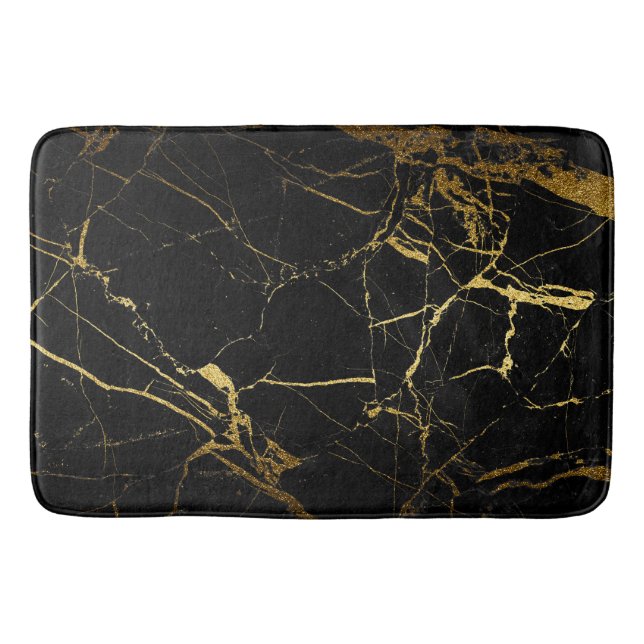 Alfombrilla De Baño Mat de Bath negro y dorado (Anverso)