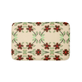 Alfombrilla De Baño Mat Floral Marrón Acentuado Con Rojo