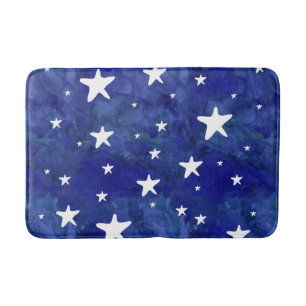 Alfombrilla De Baño Materia de baño acuática azul marino estrellada