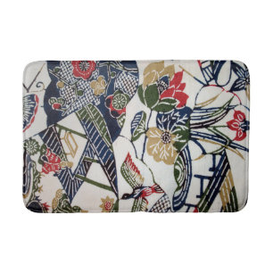 Alfombrilla De Baño Materia textil de kimono japonesa vintage (Bingata