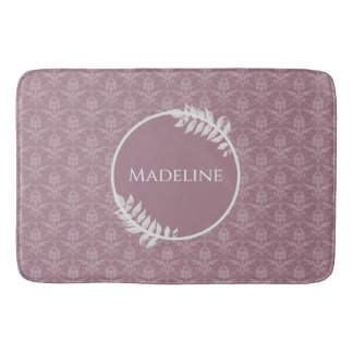 Alfombrilla De Baño Mauve Elegant Damask Personalized Bath Mat