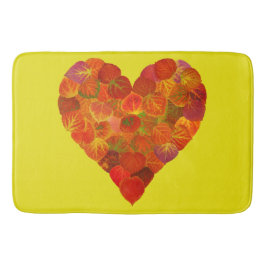 Alfombrilla De Baño Me Encanta El Otoño, Sutil—El Corazón De Hojas Roj