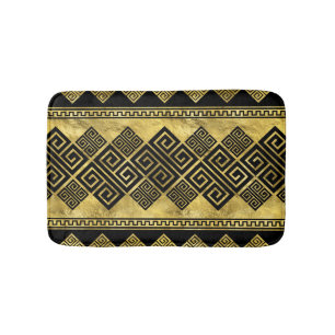 Alfombrilla De Baño Meander griego - Llave griega negra y oro