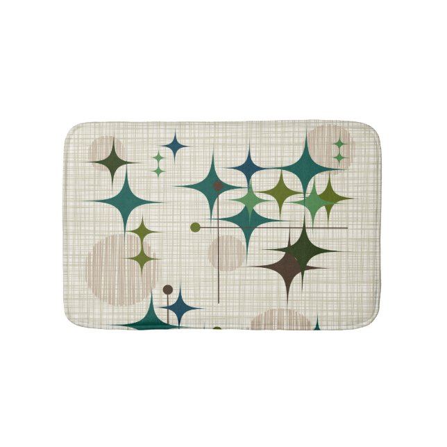 Alfombrilla De Baño Mediados de siglo Starbursts moderno y globos (Anverso)