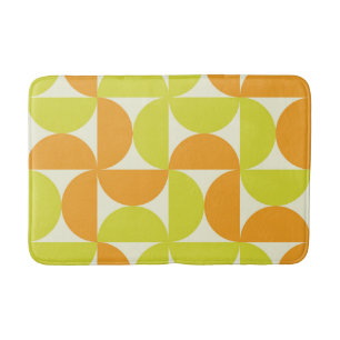 Alfombrilla De Baño Medio Siglo Mitad Círculos Naranja y Amarillo