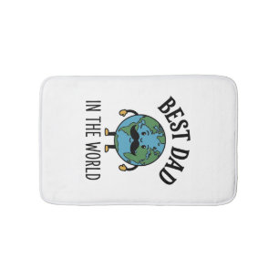 Alfombrilla De Baño Mejor Papá del Mundo Earth Mostacho Diseño de Cami