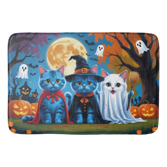 Alfombrilla De Baño Melancolía de gatos azules oriental Halloween Funn (Anverso)