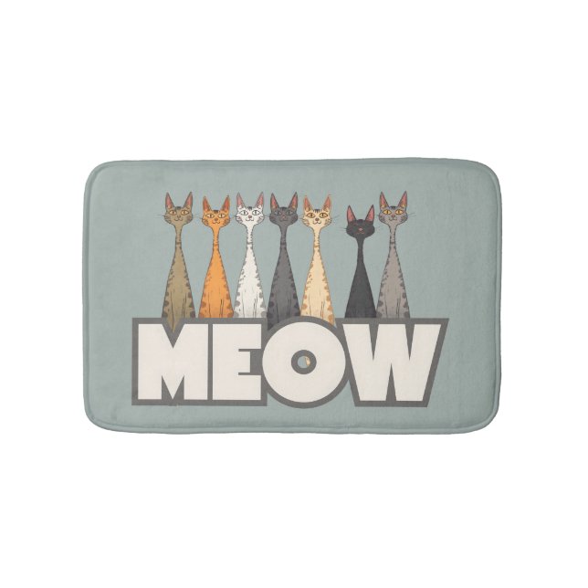 Alfombrilla De Baño Meow Peeking Cats Funny Sage Green Cat Lover Print (Anverso)