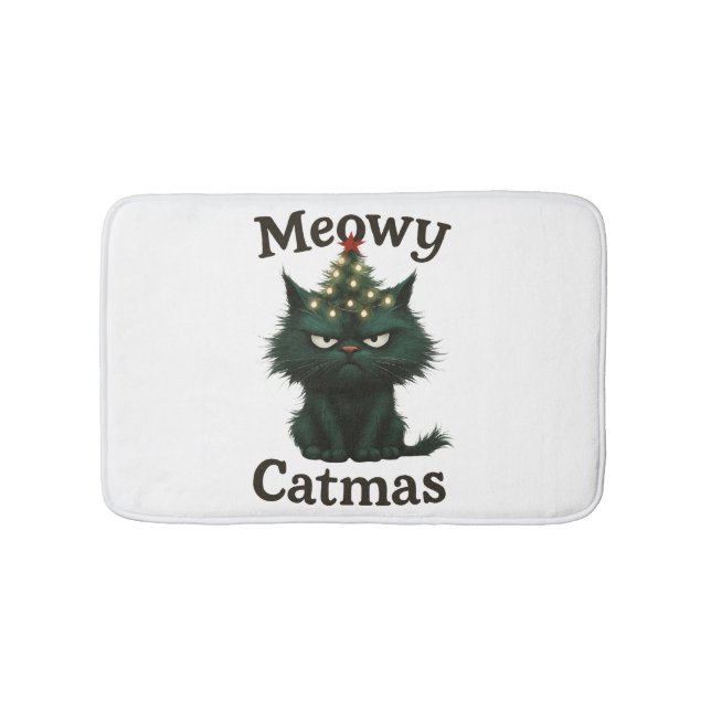 Alfombrilla De Baño Meowy Catmas Moody cat (Anverso)