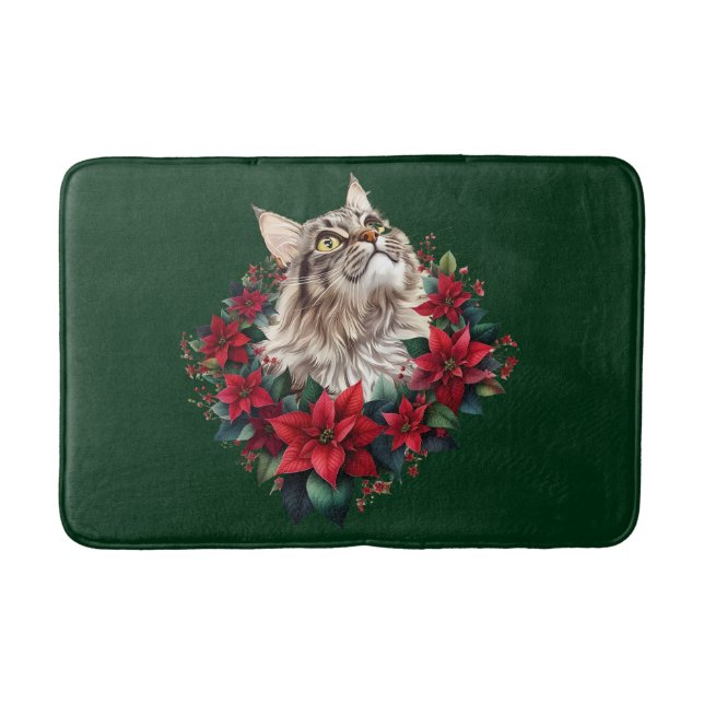 Alfombrilla De Baño Meowy Christmas Maine Coon Cat  (Anverso)