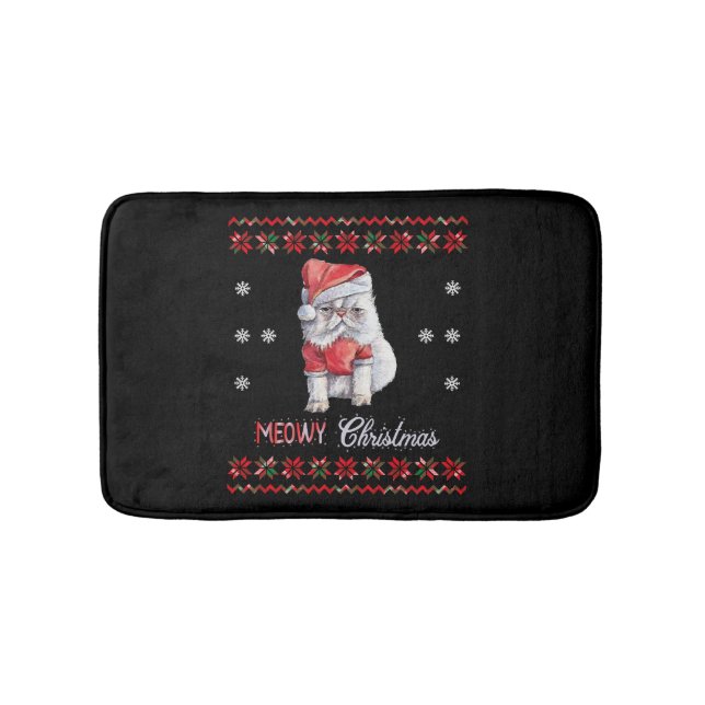 Alfombrilla De Baño Meowy Navidades, Cat Lover Feliz Navidad (Anverso)
