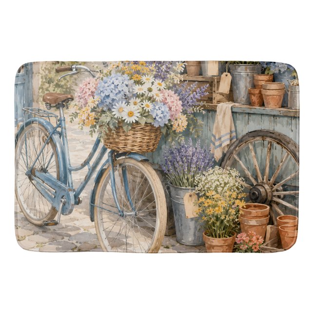 Alfombrilla De Baño Mercado de Flores Bloomcore Bicicleta (Anverso)