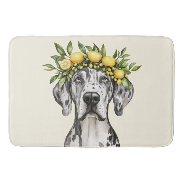 Alfombrilla De Baño Merle Great Dane Dog Lemon Crown (Anverso)