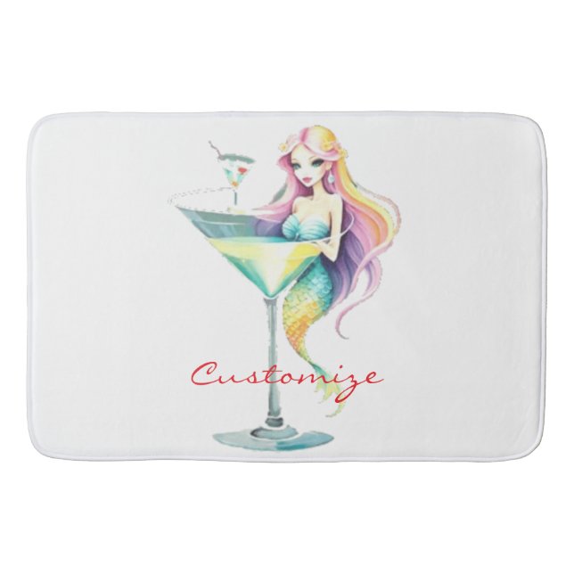 Alfombrilla De Baño Mermaid Martini Chica Thunder_Cove (Anverso)
