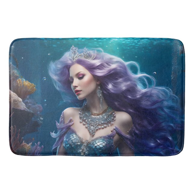 Alfombrilla De Baño Mermaid Purple Hair (Anverso)
