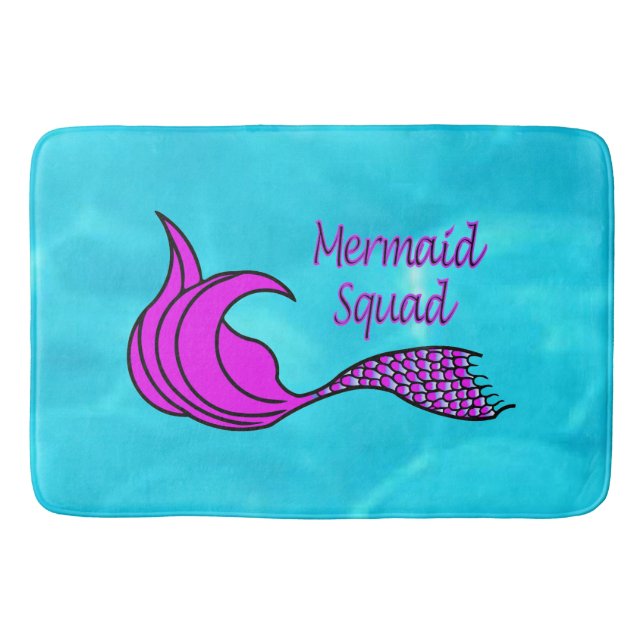 Alfombrilla De Baño Mermaid Squad de cola de sirena rosa (Anverso)