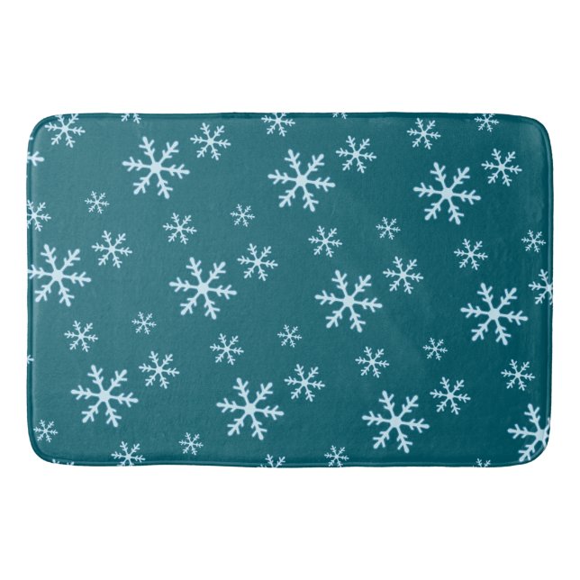 Alfombrilla De Baño Merry Christmas Blue Snowflake Holiday Winter (Anverso)