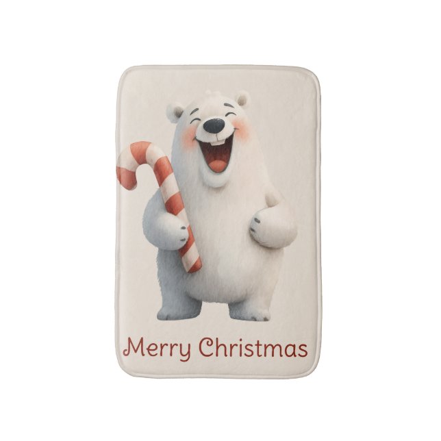 Alfombrilla De Baño Merry Christmas Cute Polar Bear Design (Frente vertical)
