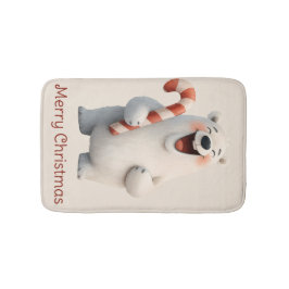 Alfombrilla De Baño Merry Christmas Cute Polar Bear Design
