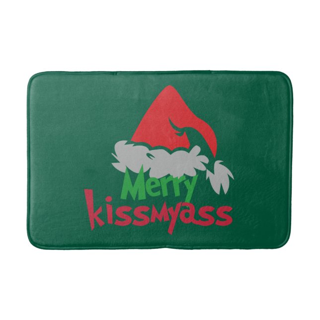 Alfombrilla De Baño Merry Kissmyass Funny Christmas Bath Mat (Anverso)