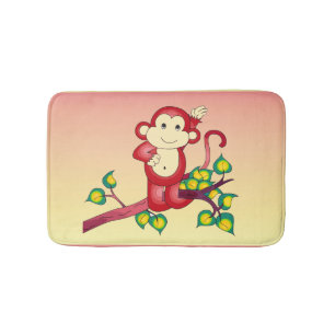 Alfombrilla De Baño Metas de baño de animales de mono rojos Adorables