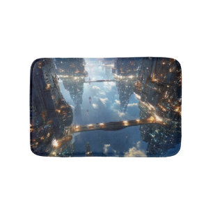 Alfombrilla De Baño Metrópolis flotante en el cielo