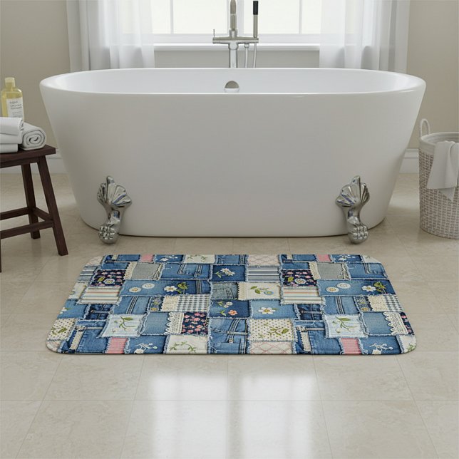 Alfombrilla De Baño Mezclilla de parches (Subido por el creador)