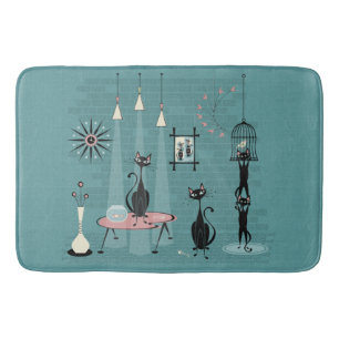 Alfombrilla De Baño Mid Century Kitty Mischief ©studioxtine