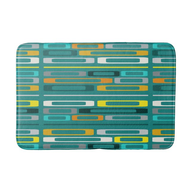 Alfombrilla De Baño Mid Century Retro Flat Rocks Turquoise (Anverso)