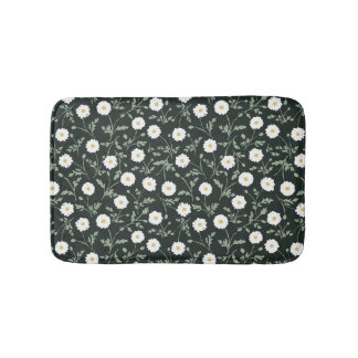 Alfombrilla De Baño Midnight Garden Modern Farmhouse Daisy Pattern