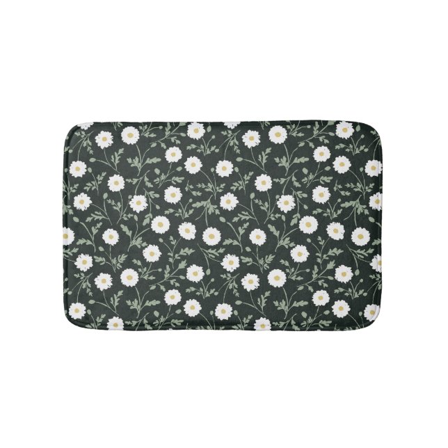 Alfombrilla De Baño Midnight Garden Modern Farmhouse Daisy Pattern (Anverso)