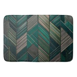 Alfombrilla De Baño Midnight Malachite: Modern Art Deco Teal 