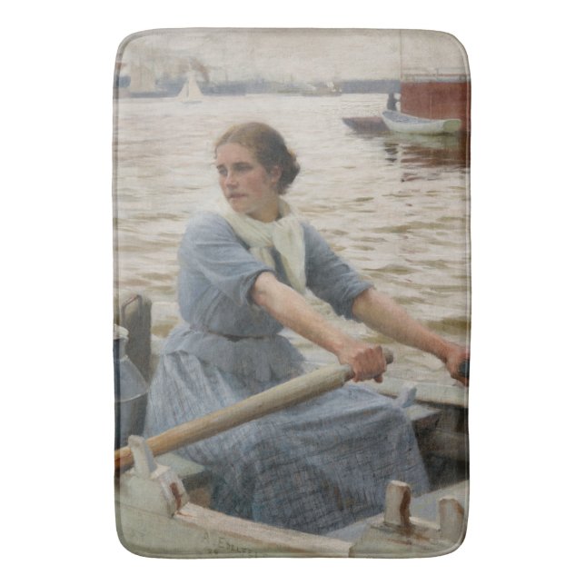 Alfombrilla De Baño Milk Maid en un barco de remo (por Albert Edelfelt (Frente vertical)