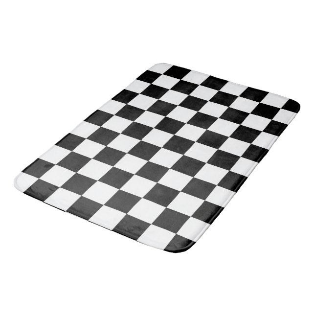Alfombrilla De Baño Minimalist Retro Checkered – Monochrome Streetwear (Angular)