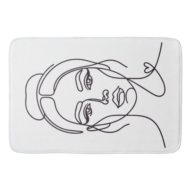 Alfombrilla De Baño Minimalist Woman Face Line Art Bath Mat (Anverso)