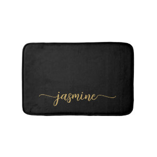 Alfombrilla De Baño Minimalista Guion de Nombre de Monograma Femenino 