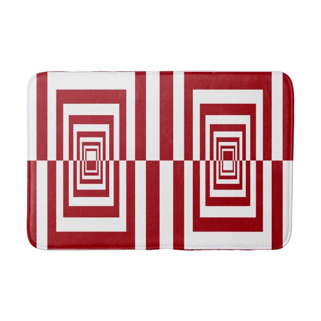 Alfombrilla De Baño Minimalista Moderna Geométrica Roja (Anverso)