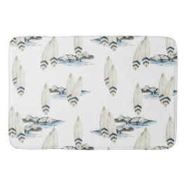 Alfombrilla De Baño Mínimo Surfboard Acuarela Vasos costeros de playa