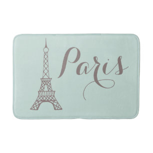 Alfombrilla De Baño Mint Gray Paris Eiffel Tower Bath Mat