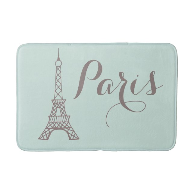 Alfombrilla De Baño Mint Gray Paris Eiffel Tower Bath Mat (Anverso)