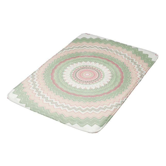 Alfombrilla De Baño Mint Green Pink Mandala (Angular)