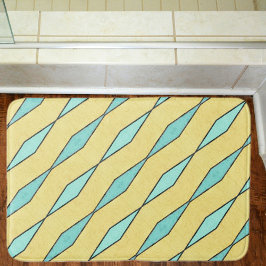 Alfombrilla De Baño Mint Green Yellow Black Diagonal Retro Moderno